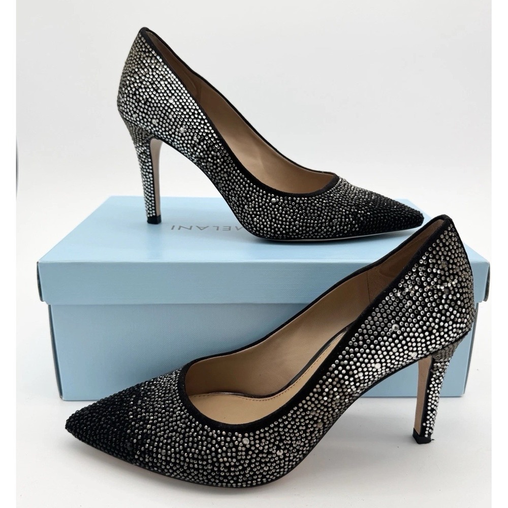 Antonio Melani McBeth Pumps Size 7M Black Rhinestone Pointed Toe Heels Glam